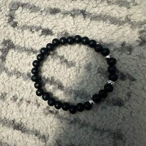 Black Beaded Bracelet with Silver Accents